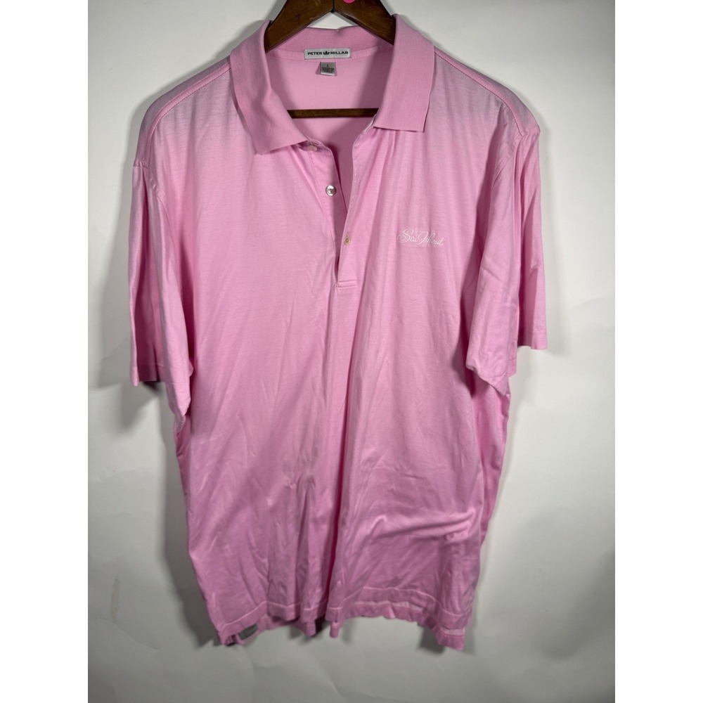 Peter Millar Mens Pink Sea Island Cotton Short Sleeve Polo Shirt Large